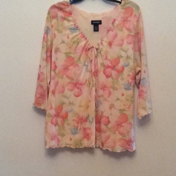 Avenue Pastel Floral Vneck Top Plus:26/28 - Picture 1 of 7